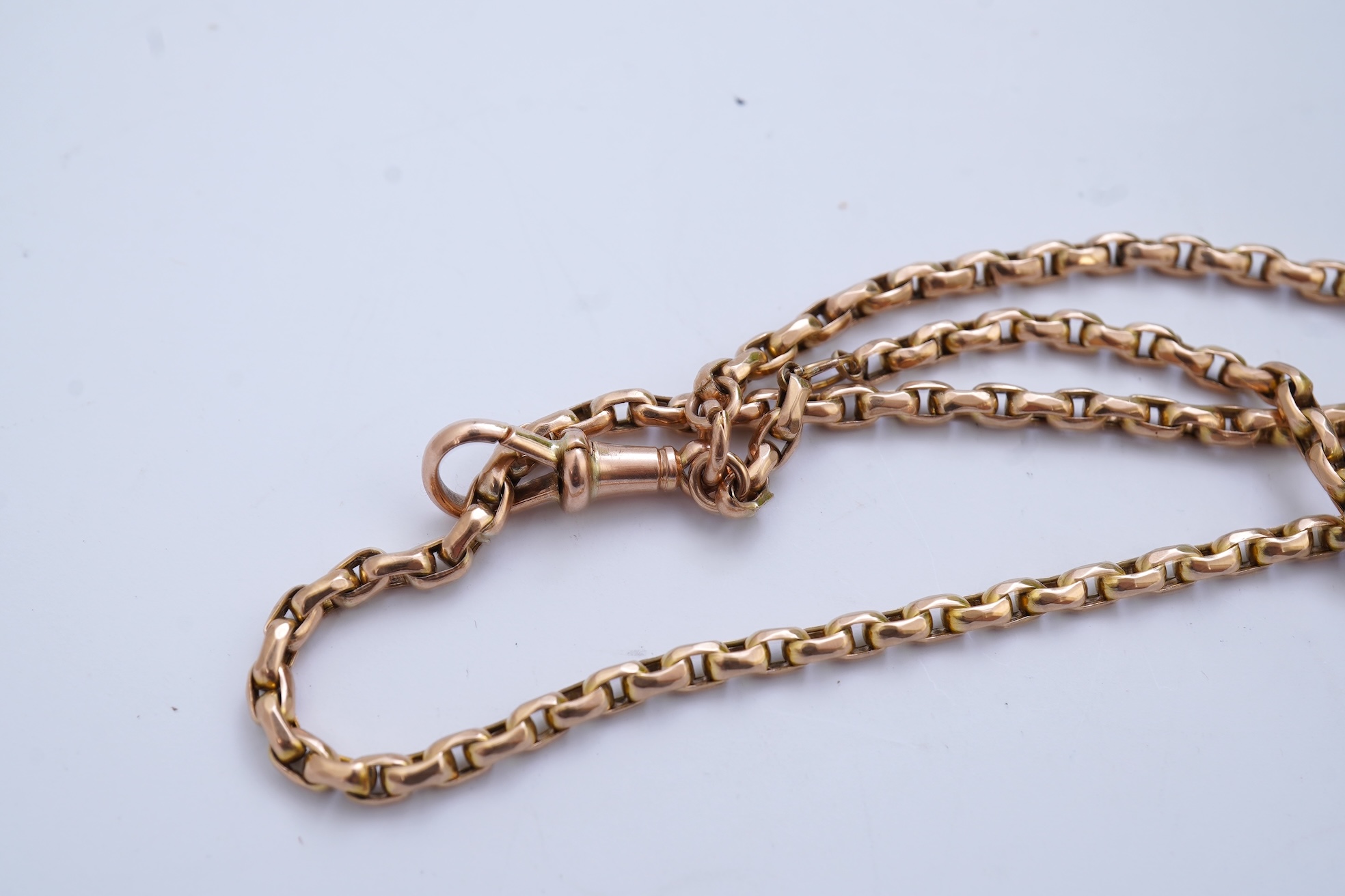 A Victorian gold long guard chain, late 19th century